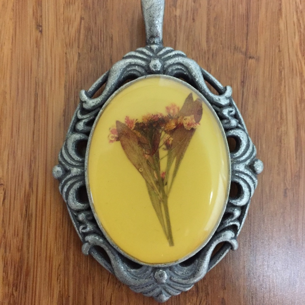 Vintage Pressed Flower Pendant